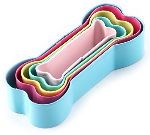 Cookie Cutter Dog Bone Shape Set, Amison Stainless Steel Metal Dog Bone Shape Biscuit Cutters Colorful BPA Free 5 in 1