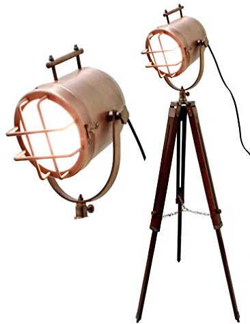 Nautical Replica Hub Lampadaire de bureau portable avec finition cuivre antique [Classe énergétique A+]