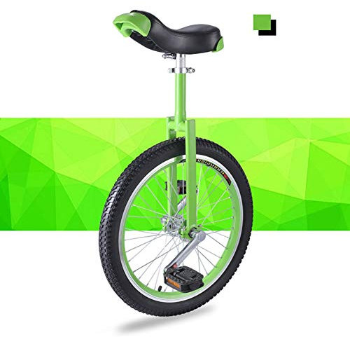 HWF Einrad Einräder für Kinder Erwachsene Anfänger, 16/18/20 Zoll Rad Einrad mit Alufelge, Rutschfester Reifen Cycle Balance Übung Spaß Fitness, Grün (Color : Green, Size : 18 Inch Wheel)