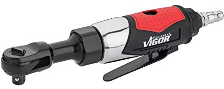 VIGOR Luftratsche, V6554, 3/8″, 236 mm, Für beengte Platzverhältnisse | Abtrieb 3/8 Zoll (10 mm) Vierkant massiv, Länge l2 236 mm, Betriebsdruck 6.3 bar, 600 g, Schalldruckpegel 87.5 dB(A) Lp A