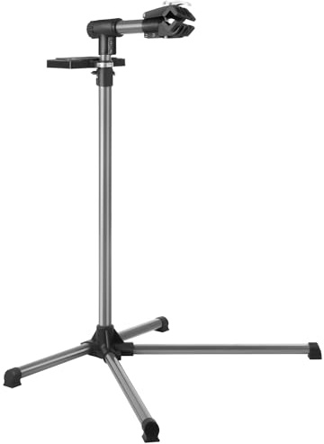 tectake® Cykelmonteringsställ, steglöst höj- och sänkbar, 360° roterbar | Lastkapacitet 45 kg, höjdjustering 102–150 cm, inklusive verktygshylla och monteringsnyckel, skonsam ramklämma, svart
