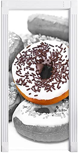 BANLV Decalcomania autoadesiva PVC Ciambella al Cioccolato Impermeabile Food Art Home Decor Suit per Porta in Acciaio Carta Fai da Te Soggiorno Stampa Sticker