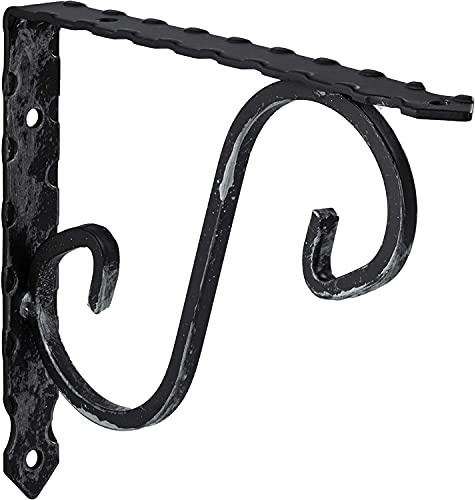 Gedotec Ornament-Konsole Schwerlastkonsole Metall Schwerlastträger | VICTORIA | Tiefe: 200 mm | Regalträger Tragkraft 15 kg | Stahl Antik schwarz geschmiedet | 1 Stück Regalwinkel im Landhaus-Stil