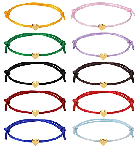 10 Stück Herz Freundschaftsarmband, Armband Herzen Damen Mädchen, Gold