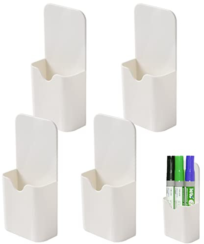 Maotrade 4 Stück Magnetisch Stifthalter Whiteboard Stifte Halter Magnetisch Markerhalterung für Kühlschrank Whiteboard und Schließfach (Weiß)