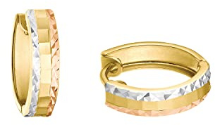 Amor Creolen Damen Ohrschmuck, 1,3 cm, Tricolor, Kommt in Schmuck Geschenk Box, 2017114