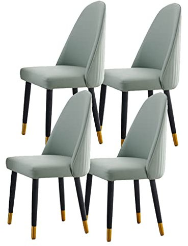 MZLaly Mikrofaser Leder Stühle 4er Set Moderner Design Esszimmerstuhl Küchenstuhl mit Holzbeinen Weich Gepolsterter Sitz für Büro Lounge Esszimmer Küche Schlafzimmer (Color : Light Green)
