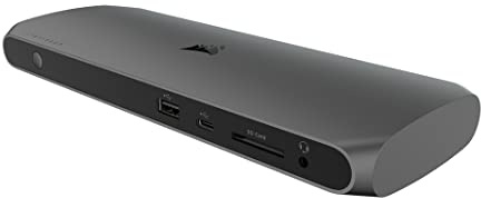 Corsair TBT100 DP Thunderbolt 3 Dock mit DisplayPort – 2X DisplayPort 1.4 mit bis zu 4K bei 60 Hz – 2X USB-Type-C-Anschlüsse mit 10 Gbit/s – 3X USB-Type-A-Anschlüsse mit 5 Gbit/s