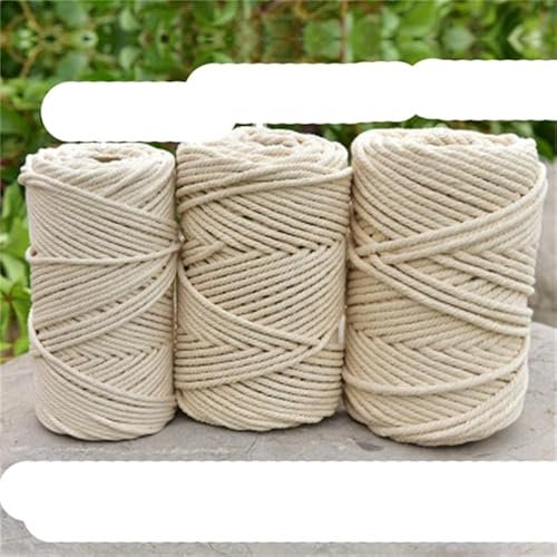 KEOJI 3 mm 4 mm 5 mm 6 mm Seil, gedrehte Schnur, Baumwollschnur für Heimwerker, Zuhause, Hochzeit, Zubehör, Geschenk, handgefertigt, natürliches beiges Seil, 5 mm, 90 m