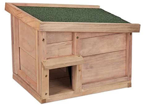 Relaxdays Igelhaus, Holz, Igelhotel mit Boden, 2 Kammern, Winterquartier für Igel, Garten, HBT: 30x40x34 cm, hellbraun