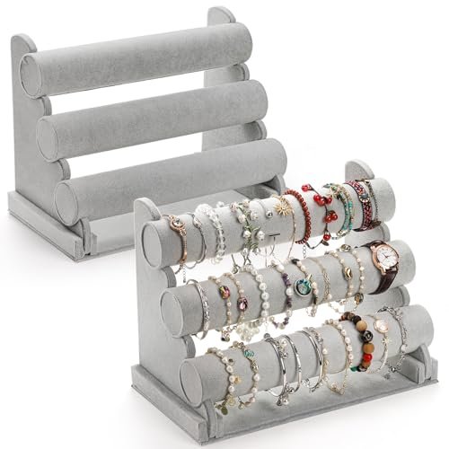 Hiceeden 2 Stück 3-Stöckige Armband Halter, Schmuck Display Ständer, Abnehmbarer Organizer, Uhrenhalter für Halsketten, Haargummi, Armreifen, Leinen