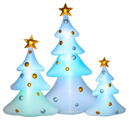 HOMCOM 210cm Aufblasbarer Weihnachtsbaum mit LED-Lichtern 3er Set | Aufblasbare Weihnachtsdeko, Weihnachtsdekoration, Dekoration für Außenbereich, Weihnachten, Hof, Garten, Rasen