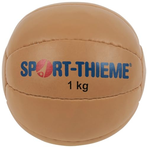 Sport-Thieme Medizinball Tradition | Korkfüllung, Echtleder, ohne Ventil | In 1-5 kg | Natur | Sehr widerstandsfähig, Training Ball für Fitness, Gymnastik, Verein