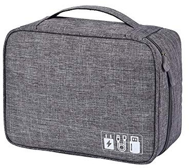 Kabeltasche,Kabel Organizer Tasche Kationische Polyesterkabel digitale Aufbewahrungstaschen Organizer USB Gadgets Drähte Ladegerät Power Battery Reißverschluss Bag Travel Cosmeticcase(Gray)