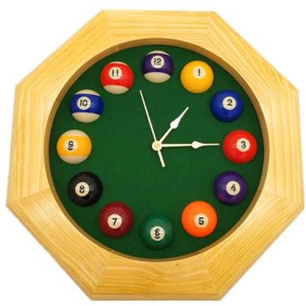 MagiDeal Billard-Wanduhr, Holzornament, große arabische Ziffern, Hängeuhr, Wanddekoration für Wohnzimmer, DEN, Café, Bar, Bauernhaus, 13 Zoll