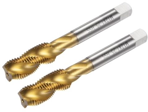 QUARKZMAN 2Pcs Tarauds à Filetage à Spirale, Métrique M12 x 1.25 H2 Taraudage de Vis, Outils de Taraudage de Machine en Acier Rapide M2 Revêtu de Titane pour Réparateur de Machiniste
