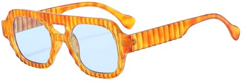 YAMEIZE Vintage Quadrat Sonnenbrille für Herren Damen Pilotenbrille 70er Jahre Retro Sonnenbrille Piloten Doppel Brücke UV400
