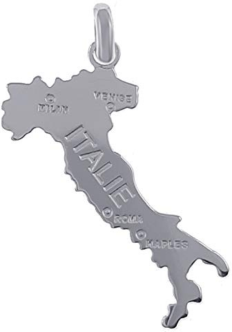Générique Pendentif Carte Italie en Argent 925 - Mixte - idée Cadeau Anniversaire noël - Bijoux Homme Femme Enfant