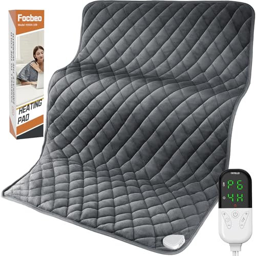 Focbeo 35 x 20 Heat Pad for Back Pain Relief, Extra Large Electric Heating Pad with 6 Temperature Levels 4 Time Settings Heat Pads for Neck Shoulder Belly, Auto Shut Off, Machine Washable
