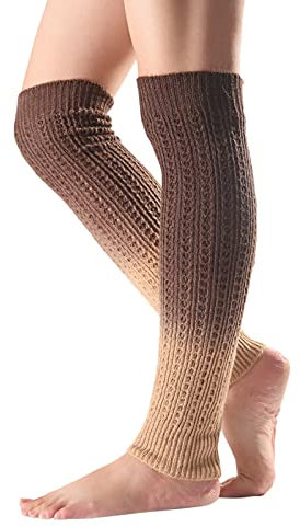 Stulpen Damen Winter Damen Langer Beinwärmer Frauen Mädchen Winter Crochet Stricken Stulpen Crochet Stricken Stulpen Gestrickte Beinstulpen für Frauen Mädchen für Winterwärmer (Khaki, One Size)