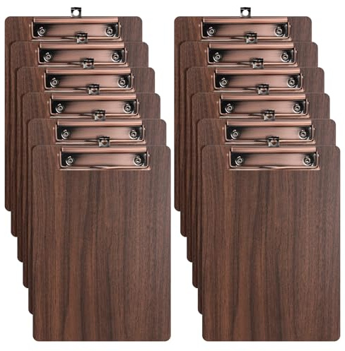 SOYIRI Porte-Blocs A5 en Bois,12 Pièces Planchettes à Pince Avec Clip, Clipboard Porte-Formulaires