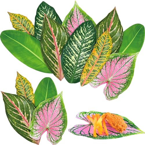 Kisston 50 Pcs Charcuterie Board Parchment Paper Tropical Leaves 8.7 Inch Paper Leaves for Cheese Board Double Sided Tropical Parchment for Holiday Party Decorations Table Food Serving