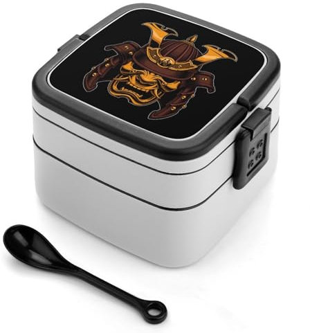 Lonchera Bento con diseño de calavera japonesa para adultos, con 2 compartimentos, para viajes, oficina, picnic