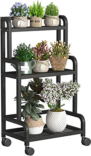 Metall-Pflanzenständer mit feststellbaren Rädern, großes Leiterregal für Blumentopf, zum Ausstellen von Ecken, Pflanzen, Blumen, 80 x 40 x 107 cm