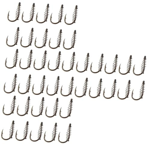 Sosoport 4 Sätze Federhaken Method Feeder Rigs Wolfsbarsch Köder Haifischhaken Angeln Meeresangelhaken Zange Greifer Angelköder Feder Angelköder Drillingsfisch Kohlenstoffstahl 10 Stück * 4