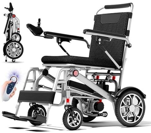 ZQHQKJ Silla de ruedas eléctrica para personas mayores, ultraligera, plegable, con pedal doble, motor de 400 W, batería de litio de 14,9 kg, alcance de 25 a 50 km, ideal para viajes, uso diario y