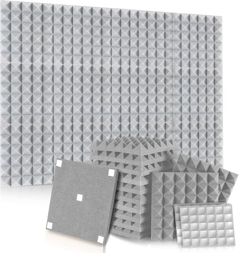 Akustikschaumstoff 12 Stück Schallschutzmatte 30 x 30 x 5 cm, Flammhemmendem Material Schallabsorber Schaumstoff für Aufnahmestudios,Gaming,Büros Schalldämmung (Grau)