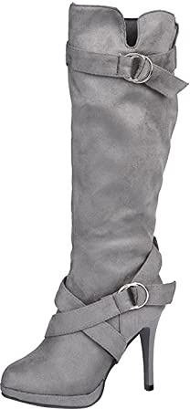 Generisch Botas de tacón alto para mujer, invierno largo, cremallera lateral, botas largas con tacón, botas altas de moda para mujer, botas altas de invierno para mujer, elegantes