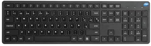 SIMPLETEK - Tastiera wireless low‑profile, adesivi QWERTY lingua spagnola pre‑applicati, nano‑ricevitore USB‑A, batteria AAA inclusa – nero