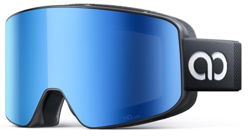 Lamicall Skidglasögon för damer, OTG Snowboardglasögon för herrar – [TOP Patenterade Anti-Imma] Speglade Skidglasögon för glasögonbärare, Ultra HD Snowboardglasögon Skyddsglasögon, UV400 Snöglasögon