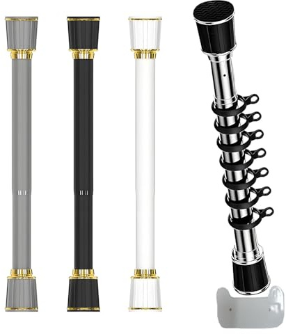 33mm Asta Per Tenda A Tensione Senza Forare,Asta Tenda Doccia Telescopica,estensibile 40-500cm,Bastone Tenda A Pressione In Acciaio Inox,Antiscivolo,Facile Da Montare,Per Balcone(Gray,410-500cm)
