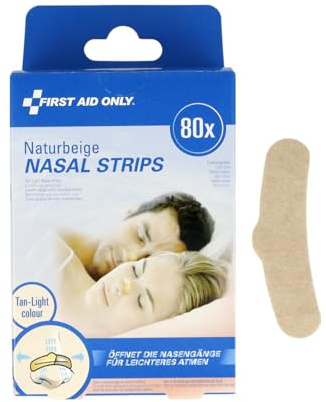 First Aid Only Nasal Strips Naturbeige 80 Stück | Anti Schnarch Nasenpflaster Einheitsgröße 61 x 19 mm | Schnarchstopper Nasenstrips im Vorteilspack | P-10075 00