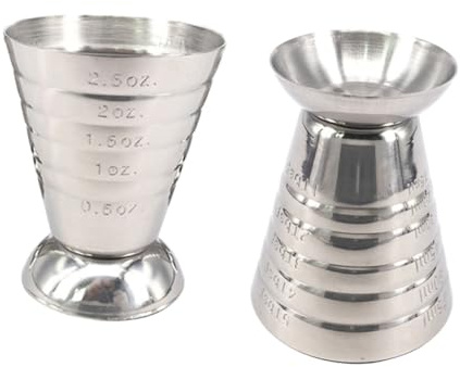 Zerodeko Stainless Steel Measuring Shot Cup with Dual Scale Tapered Jigger for Precise Cocktail and Liquor Measurement