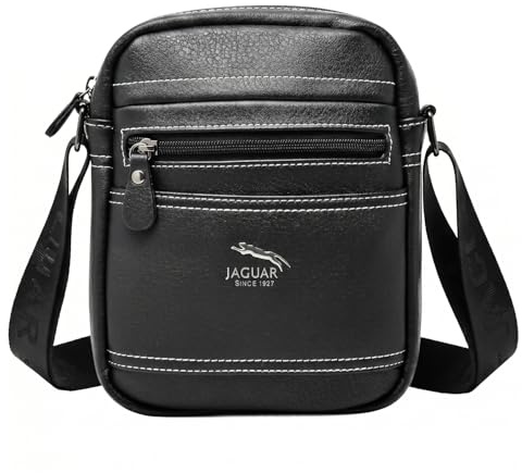 JAGUAR Bandolera Cruzada Hombre FLAVIO – Bolsos para Hombre Modernos y Cómodos | Bolsos Bandolera Grandes para Viajar, Ir a la Oficina o Uso Diario (Negro)