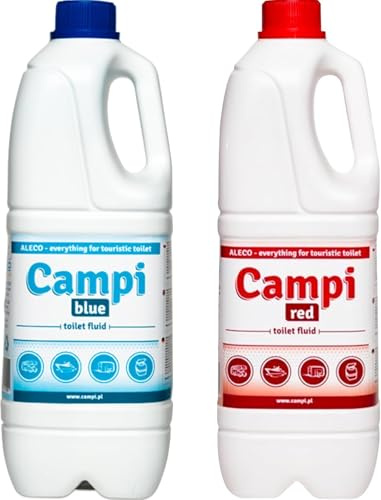 CAMPI Blue 2L + Red 2L Camping WC Chemie Set für Campingtoilette | Sanitärflüssigkeit Toilettenzusatz, Für Frisch & Abwassertank