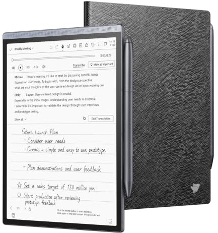 iFLYTEK AINOTE Air 2 Digitales Notizbuch, 8,2 Zoll E Ink, Schwarze Hülle | KI-Meeting-Assistent mit Protokollen, Transkription in 17 Sprachen, Übersetzung in 12 Sprachen, Stift und schwarzer Hülle