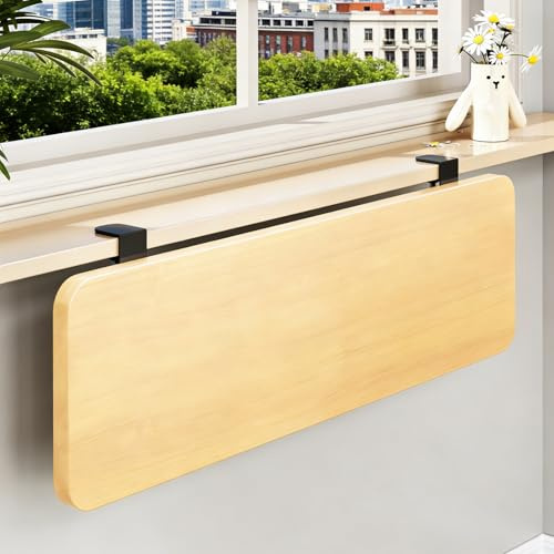 EXCLURA Fensterbank Verlängerung Anklemmbare Klappbare Fensterbank-Erweiterung, Bohrfreier Computer-Schreibtisch-Erweiterungstisch, Fenster-Arbeitsplattenbrett(50x20cm(19 3/4x7 7/8))