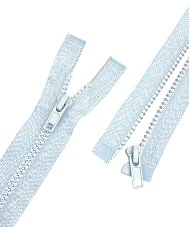 2 Stück Reißverschluss Kunststoff 5mm teilbar Reissverschluss Reißverschlüsse für Jacken (Hellblau, 50cm)