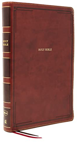 NKJV Holy Bible, Giant Print Thinline Bible, Brown Leathersoft, Red Letter, Comfort Print: New King James Version