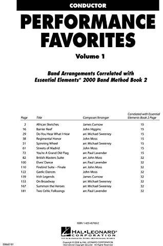Performance Favorites, Vol. 1 - Conductor. Blasorchester. Partitur: Band Arrangements Correlated with Essential Elements 2000 Band Method Book 2