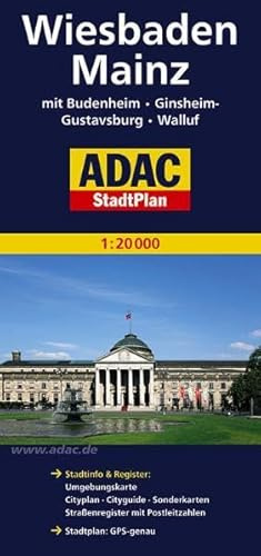 Mainz, Wiesbaden, GPS-genau: Mit Budenheim, Ginsheim-Gustavsburg und Walluf. Stadtinfo & Register: Umgebungskarte, Cityplan, Ciyguide, Sonderkarten, ... Stadtplan GPS-genau (ADAC Stadtpläne)