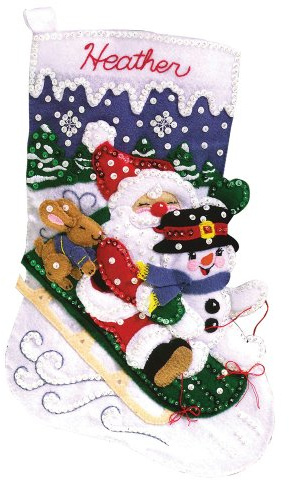 Janlynn 90-0051 Christmas Fun Stocking Felt Applique Kit-16-1/2 Long