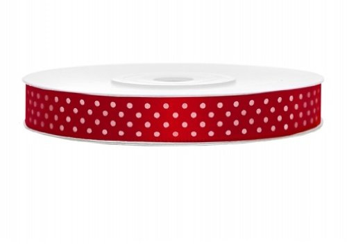25 m Satinband rot gepunktet Schleifenband Schleifenband 12 mm breit Satinband rot mit weißen Punkten Muster Nietenstich Satinband weiß