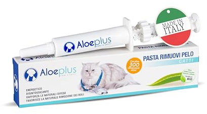 ALOEPLUS Gatti Pasta Orale Rimuovi Pelo 15ml - Pasta per Gatti Contro i Boli di Pelo, Previene e Rimuove i Boli, Alimento Complementare Energetico, Disintossicante con Aloe Arborescens BIO