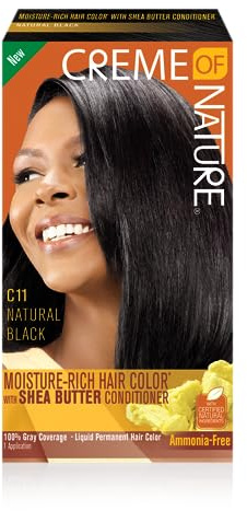 Creme of Nature Coloration riche en humidité avec après-shampoing au beurre de karité – C11 noir naturel