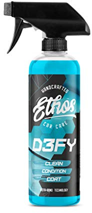 Ethos Defy - 3 in 1 Ceramic Coating - Waterless Car Wash Spray & Wax - Car Wax Spray Rnseless Wash - Hydrophobic Top Coat - Polish & Polymer Paint Sealant Protection - with Insta-Bond Technology
